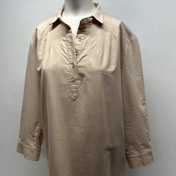 Pomander Place Tuckernuck Polly Dress Mini Collared Button Down Tan Brown Medium - Picture 3 of 10